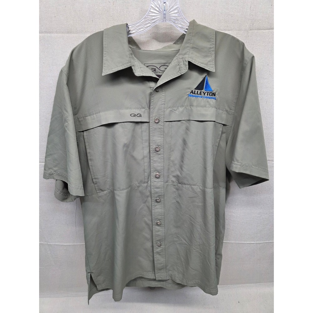 GameGuard Outdoors Mens Short Sleeve Fishing Shirt Green Alleyton Logo LG‎ 1023